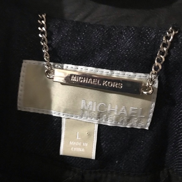 Michael Kors Faux Leather Denim Jacket - Picture 4 of 8